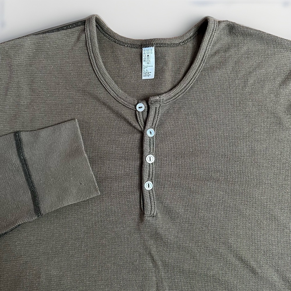 American Apparel Kill Shirt Mens XL Olive Green Dexter Morgan TV Baby Henley USA